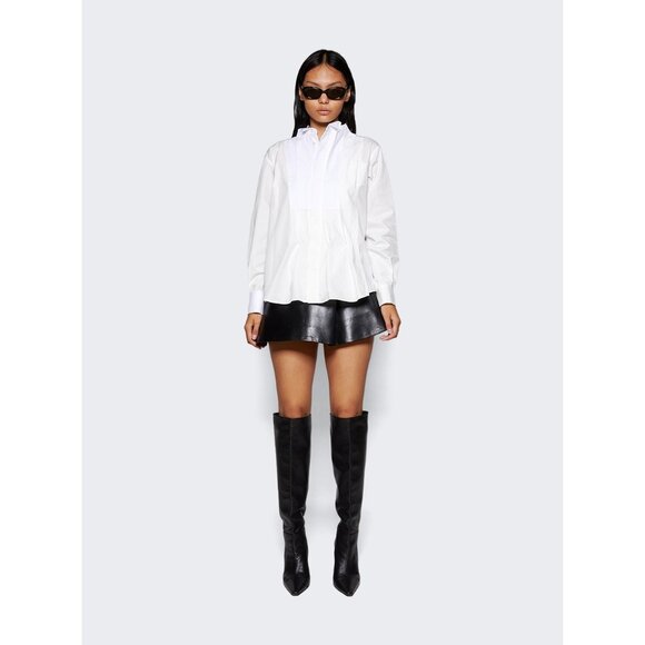 SACAI White Poplin Asymmetrical Tuxedo Collar Pleated Oversized Shirt 1 - Picture 2 of 12